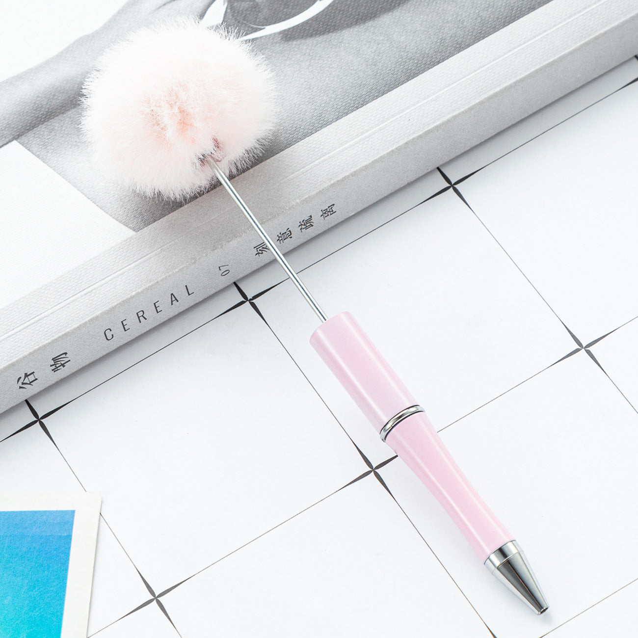 Wholesale Fluffy Pens Pompom Beadable Pens for DIY
